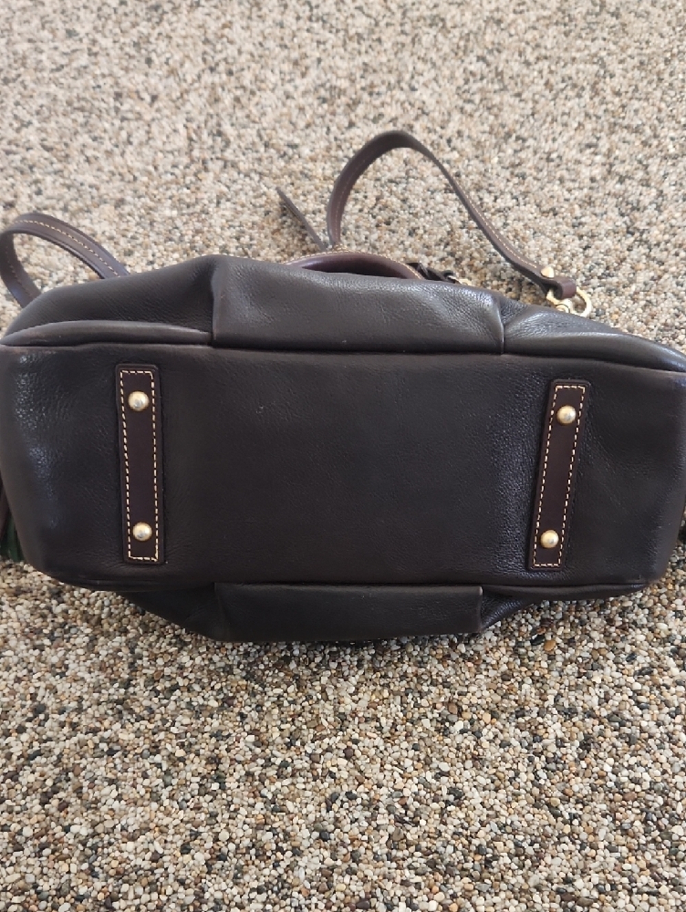 Dooney & Bourke Brown Leather Satchel with Gold Hardware and Red Trim - Picture 6 of 15